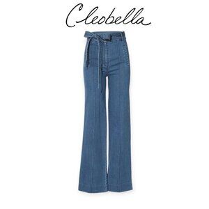 Cleobella Wide Leg Organic Cotton Pants Size S NWT Sustainable Blue Trousers